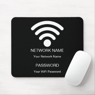 Custom Branded Wifi Network and Password Black  Mouse Pad