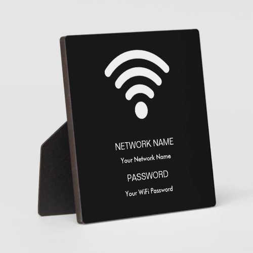 Custom Branded Wifi Network and Password Black Plaque