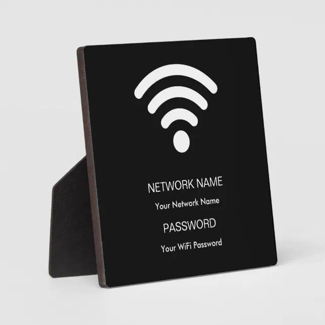 Custom Branded Wifi Network and Password Black Plaque | Zazzle