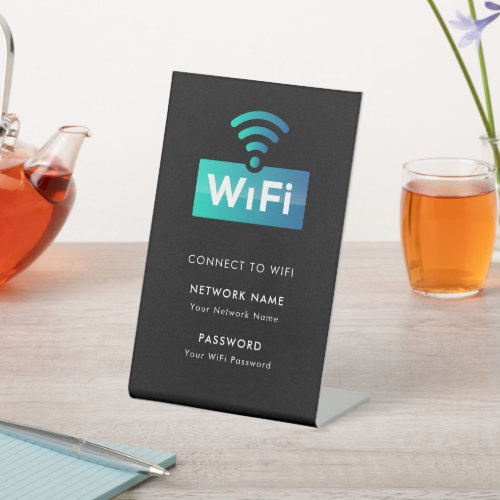 Custom Branded Wifi Network Connect Modern Black Pedestal Sign