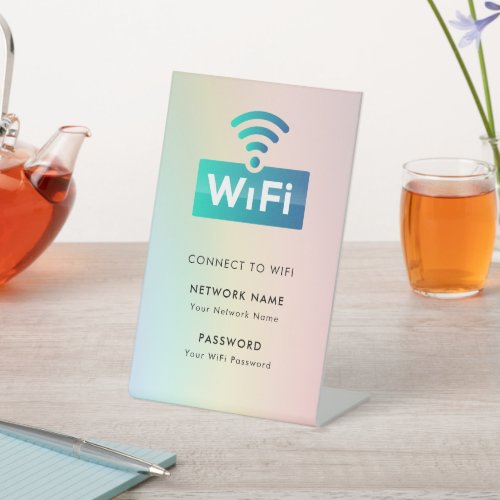 Custom Branded Wifi Network Connect Modern Rainbow Pedestal Sign