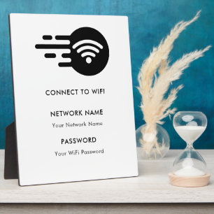 Custom Branded Wifi Network Connect Modern White  Plaque