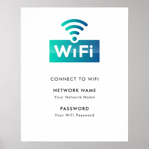 Custom Branded Wifi Network Connect Modern White  Poster