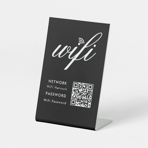 Custom Branded Wifi Network QR Code Black Pedestal Sign
