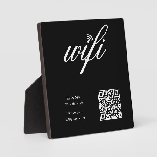 Custom Branded Wifi Network QR Code Black Plaque