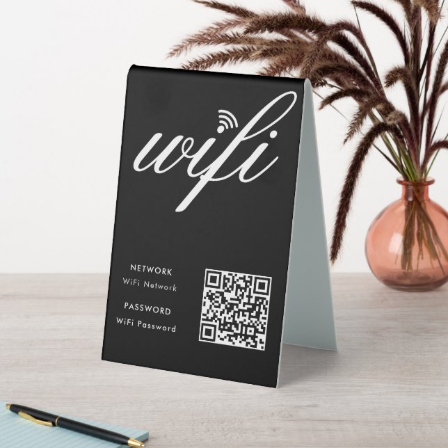 Custom Branded Wifi Network QR Code Black Table Tent (In SItu (Table))