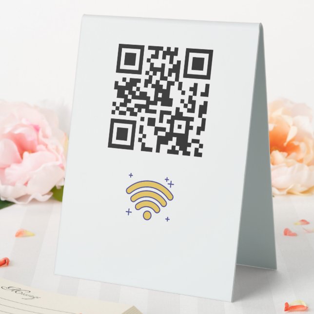 Custom Branded Wifi Network QR Code Modern Table Tent (In SItu (Wedding))