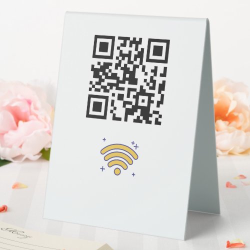 Custom Branded Wifi Network QR Code Modern Table Tent Sign