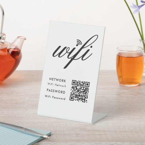 Custom Branded Wifi Network QR Code White Pedestal Sign