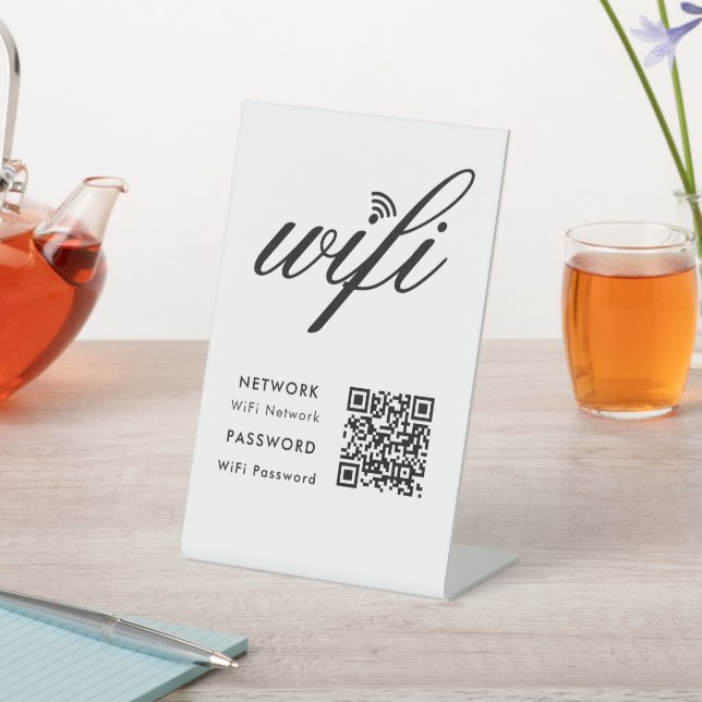 Custom Branded Wifi Network QR Code White Pedestal Sign (In SItu)