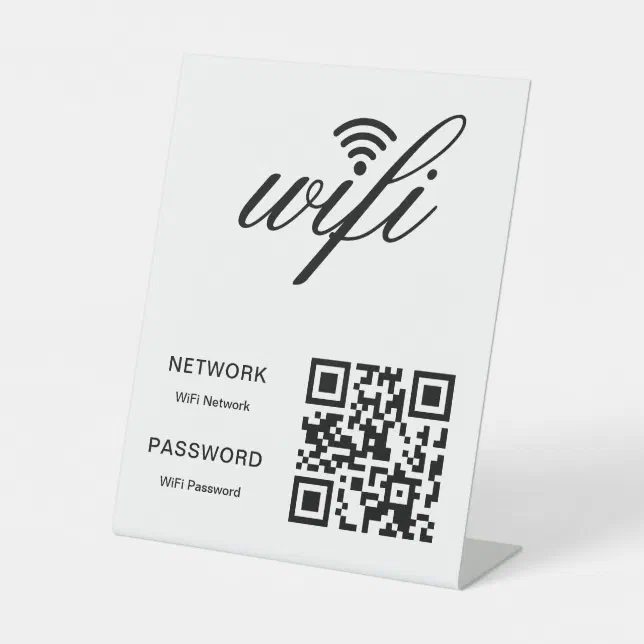 Custom Branded Wifi Network QR Code White Pedestal Sign | Zazzle