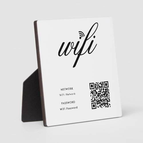 Custom Branded Wifi Network QR Code White Plaque
