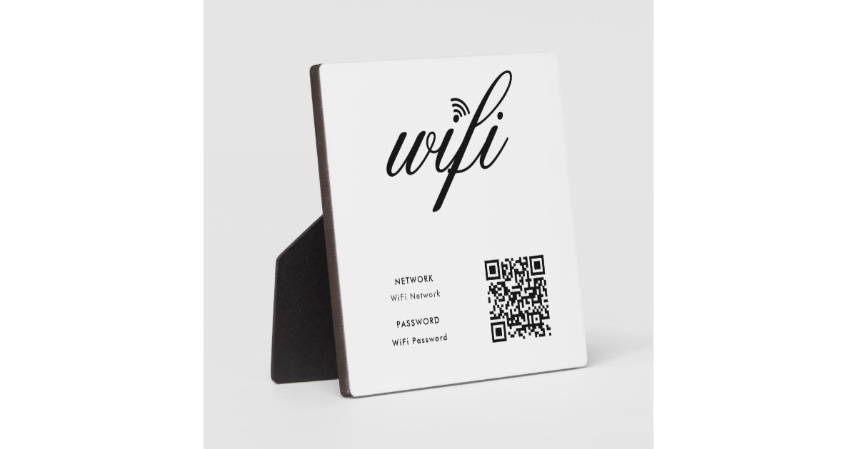 Custom Branded Wifi Network QR Code White Plaque | Zazzle