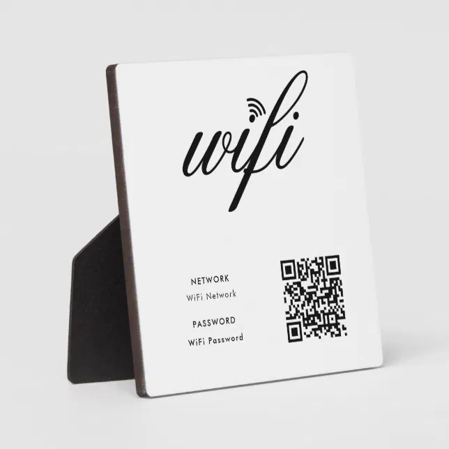 Custom Branded Wifi Network QR Code White Plaque | Zazzle