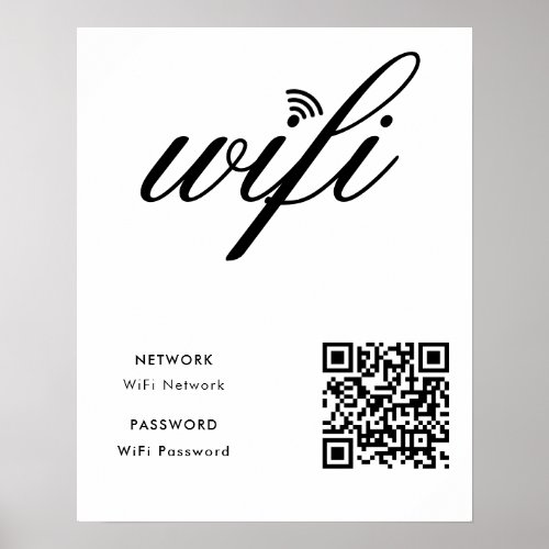 Custom Branded Wifi Network QR Code White Poster