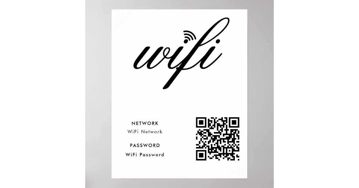 Custom Branded Wifi Network QR Code White Poster | Zazzle