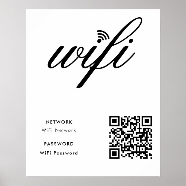 Custom Branded Wifi Network QR Code White Poster (Front)
