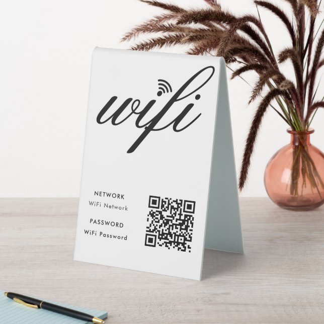 Custom Branded Wifi Network QR Code White Table Tent (In SItu (Table))