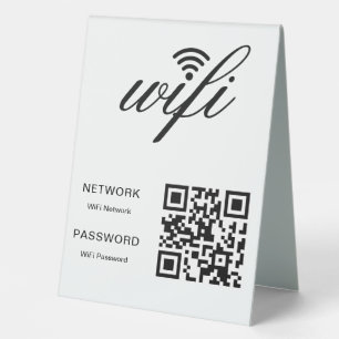 Custom Branded Wifi Network QR Code White Table Tent