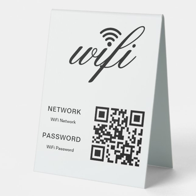 Custom Branded Wifi Network QR Code White Table Tent (Front)
