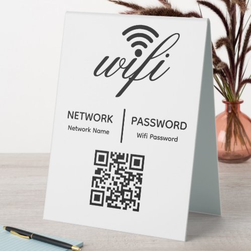 Custom Branded Wifi Password Personalized QR Code  Table Tent Sign