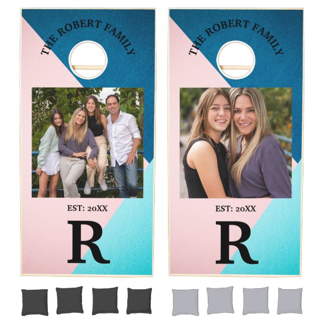 Custom Branded Wood Family Name Monogram Photo  Cornhole Set (Set)