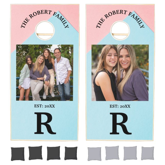 Custom Branded Wood Family Name Monogram Photo  Cornhole Set (Set)