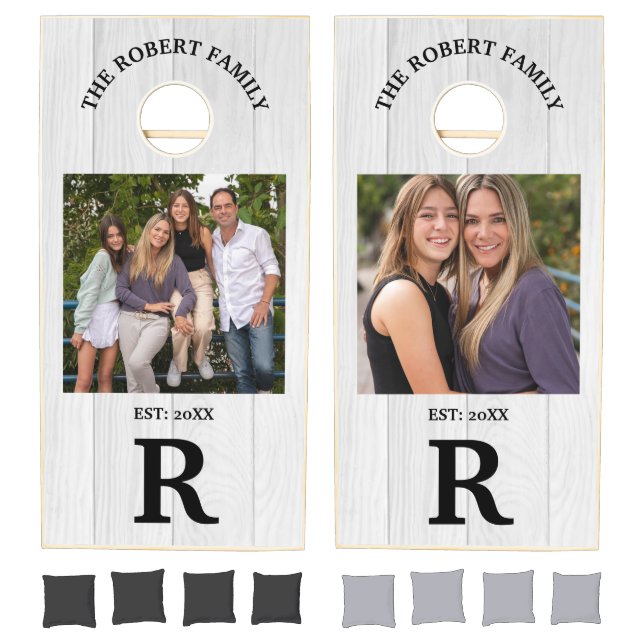 Custom Branded Wood Family Name Monogram Photo  Cornhole Set (Set)
