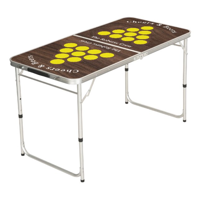 Custom Branded Wood Tone Beers Drinking  Beer Pong Table (Angled)