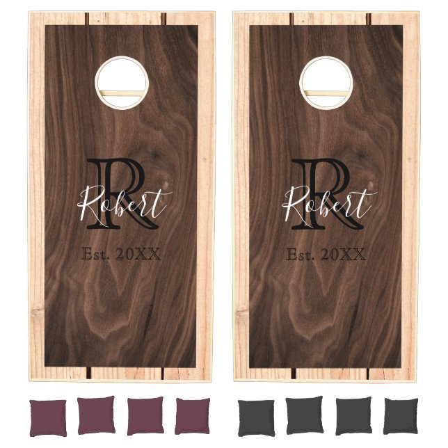 Custom Branded Wood Tone Monogram Square Design  Cornhole Set (Set)