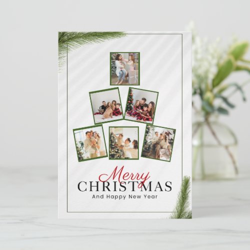Custom BrandedWhite Modern Christmas Photo Collage Invitation
