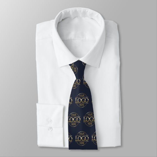 Custom Branding Business Logo Pattern Promotional Neck Tie (Tied)
