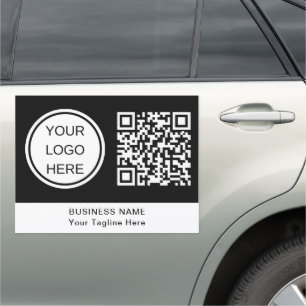 Custom Branding Business Logo & QR Code Black Car Magnet
