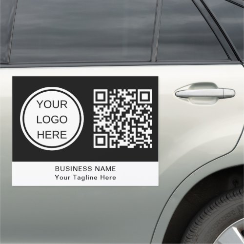 Custom Branding Business Logo  QR Code Black Car Magnet