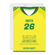 Custom Brazil Soccer Jersey Birthday Invite
