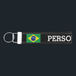 Custom Brazilian flag wrist keychain for Brasil<br><div class="desc">Personalized Brazilian flag wrist keychains with custom name, funny quote, saying, monogram etc. Brazil pride favor keychain with fabric wrist strap. Fun Brasil gift idea for men women and kids. Brasilian flag design with cool typography. Create your own promo for dad, father, uncle, grandpa, husband, daughter, cousin, mom, mother, granddaughter,...</div>