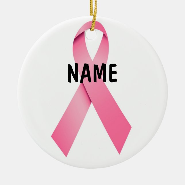 CUSTOM Breast Cancer Christmas Memorial Ceramic Ornament (Front)