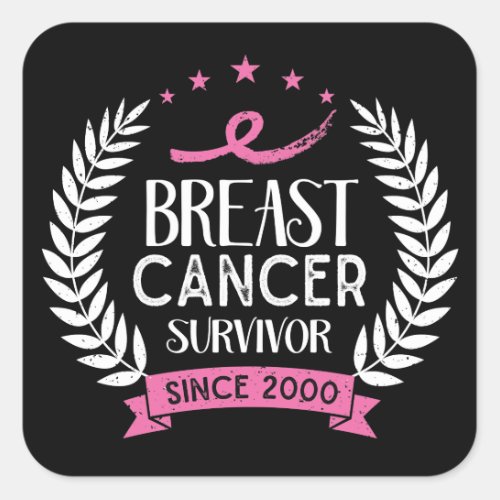 Custom Breast Cancer Survivor Awareness Since 2000 Square Sticker