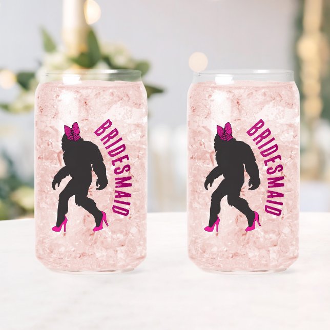 Custom Bridal Party Favor Chic Sassy Sasquatch Can Glass (Insitu (Wedding))