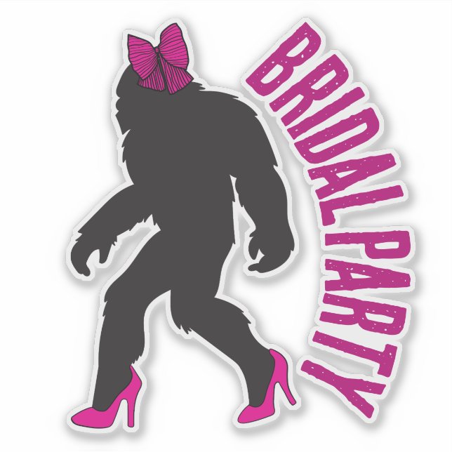 Custom Bridal Party Favor Chic Sassy Sasquatch Sticker (Front)