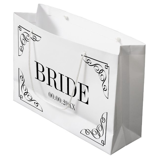 Custom bridal party wedding gift bag for bride (Front Angled)