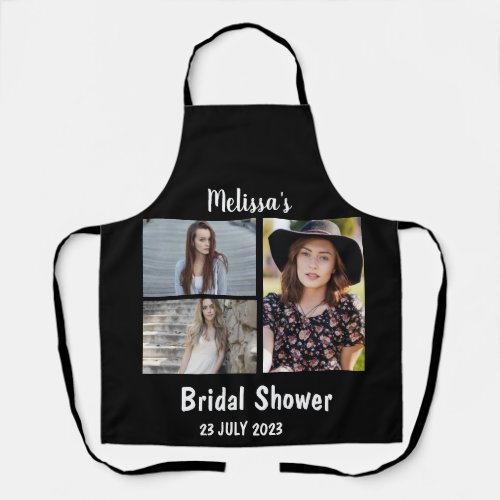Custom Bridal  Shower 3 Photo Collage Apron