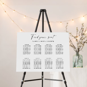 Custom Bridal Shower 8 Table Seating Chart White Foam Board