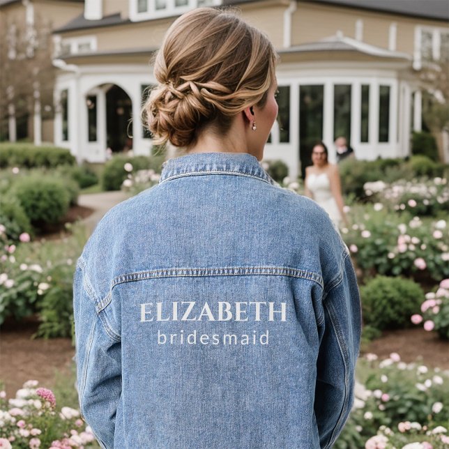 Custom Bridal Shower Bachelorette Party Minimalist Denim Jacket (Creator Uploaded)