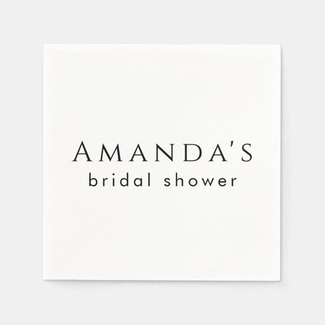 Custom Bridal Shower Bachelorette Party Minimalist Napkins (Front)