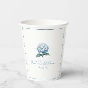 Custom Bridal Shower Chic Elegant Blue Hydrangea Paper Cups