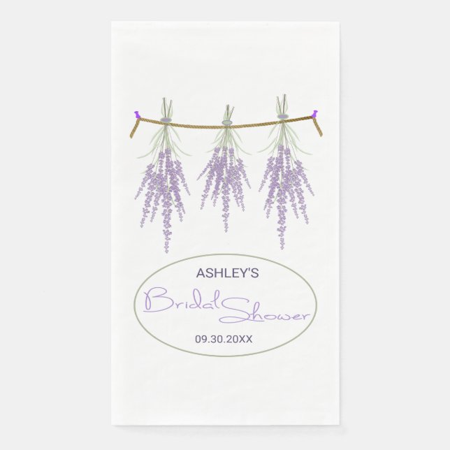 Custom Bridal Shower Dried Lavender Bundles Paper Guest Towels (Front)