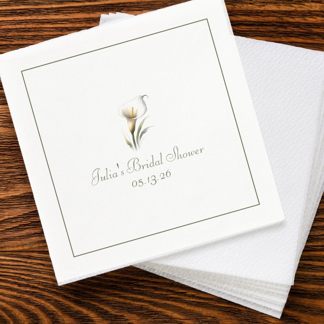 Custom Bridal Shower Elegant Classic Calla Lily Napkins (Creator Uploaded)