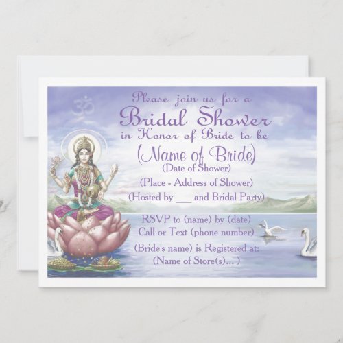 Custom Bridal Shower Invitation Hindu  Yoga style