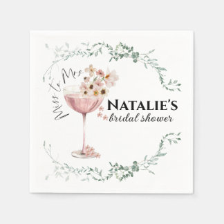 Custom Bridal Shower Napkins Petals and Prosecco 